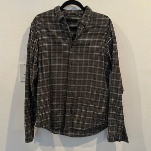 All Saints Men’s Gray Plaid Flannel Size Medium